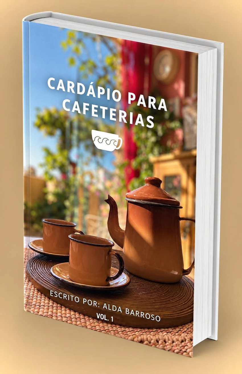 Representação 3D do e-book Cardápio para Cafeterias